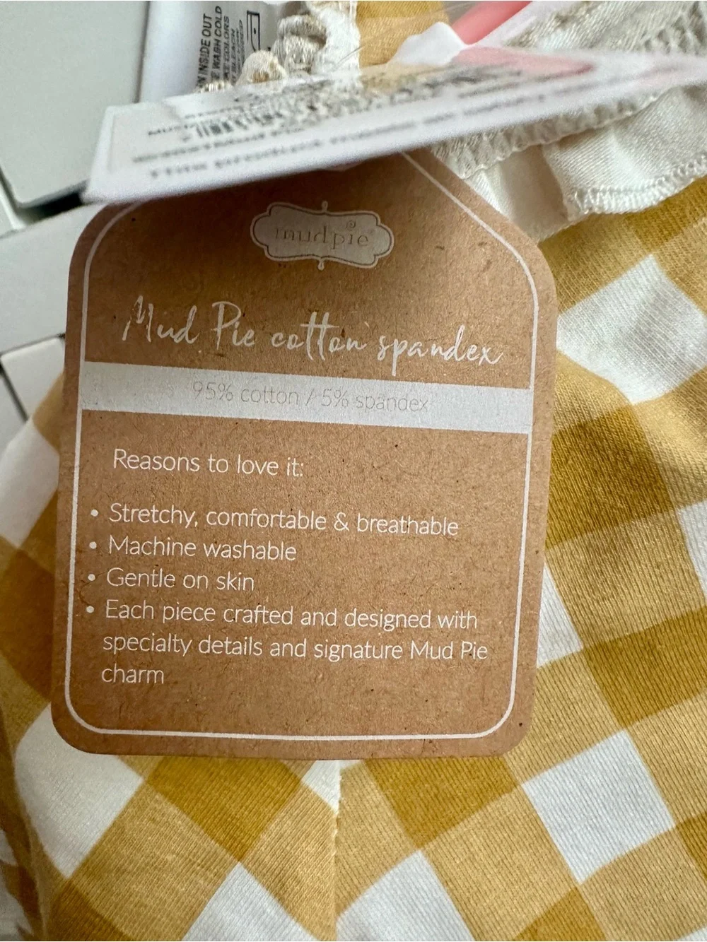 Mudpie - Adorable Mustard Checkered Take Me Home Set - BNWT! - Picture 6 of 8